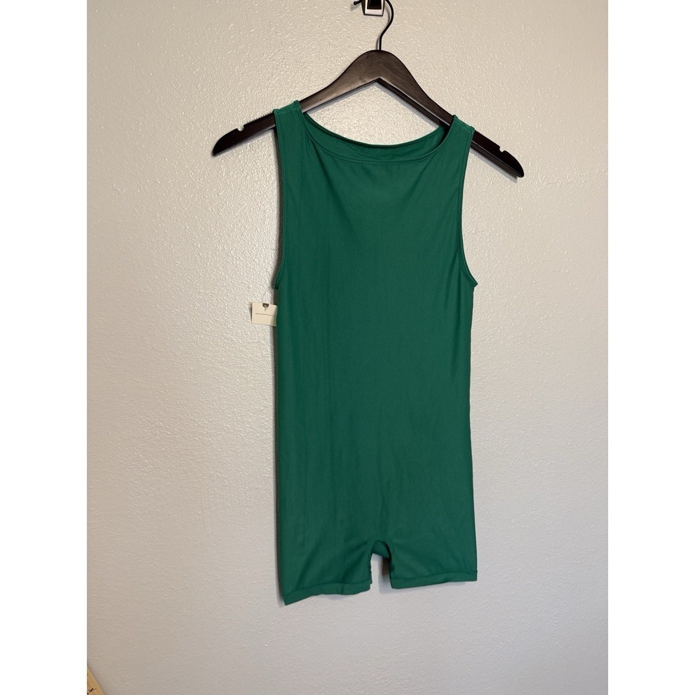New NWT‎ Anthropologie The Renna Seamless Romper Emerald Green L/XL